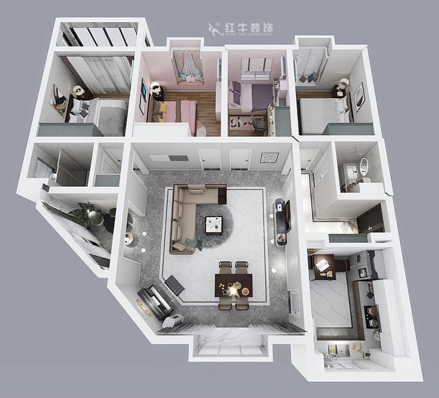 陶阳_清江花苑圆梦园2-805-160㎡-现代简约风格_4室2厅2卫（二手房装修）_定制家￥125867_全包13万00_04鸟瞰图